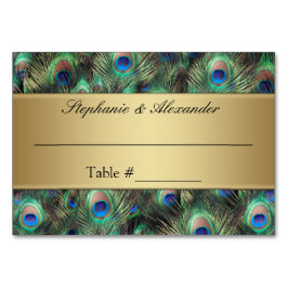 Golden Peacock Feather Table Plaats Naam Kaarten