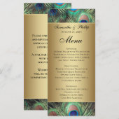 Golden Peacock Feather Wedding Menu (Voorkant / Achterkant)