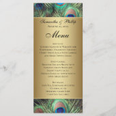 Golden Peacock Feather Wedding Menu (Voorkant)