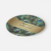 Golden Peacock Feather Wedding Papieren Bordje (Gekanteld)