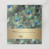 Golden Peacock Feather Wedding Plaatskaartje (Buitenkant ongevouwen)