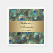 Golden Peacock Feather Wedding Servet (Voorkant)