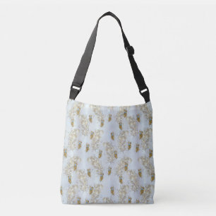 Golden Peacock Feathers en Leaves Crossbody Tas