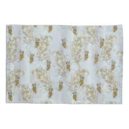 Golden Peacock Feathers en Leaves Kussensloop