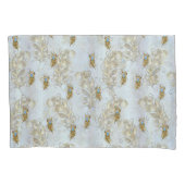 Golden Peacock Feathers en Leaves Kussensloop (Voorkant)