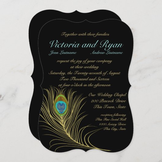 Golden Peacock Feathers Kaart (Voorkant / Achterkant)