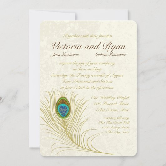 Golden Peacock Feathers Kaart (Voorkant)