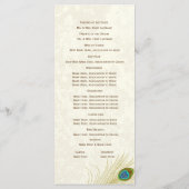 Golden Peacock Feathers Wedding Program Programmakaart (Achterkant)