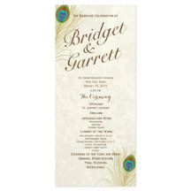 Golden Peacock Feathers Wedding Program