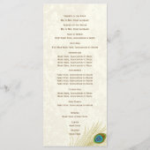 Golden Peacock Feathers Wedding Program Programmakaart (Achterkant)