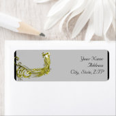 Golden Peacock Illustratie Damask Retouradres Etiket (Insitu)