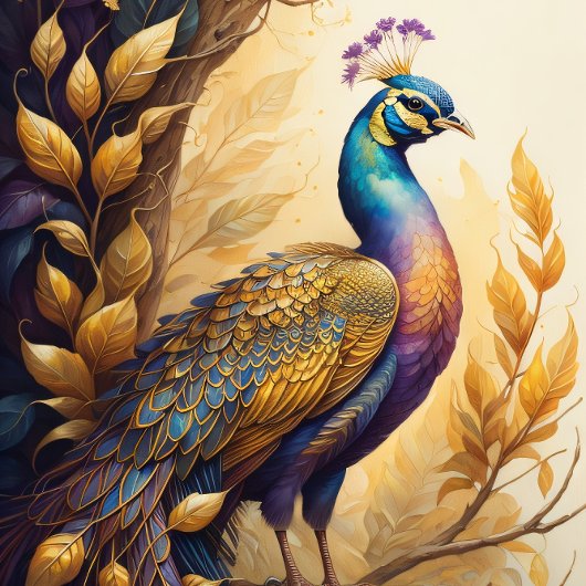 Golden peacock in a golden forest v3 tissuepapier