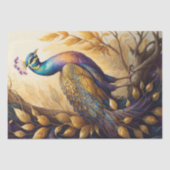 Golden peacock in a golden forest v3 tissuepapier (Voorkant)