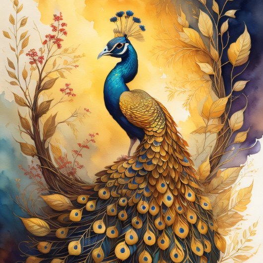 Golden peacock in a golden forest v5 tissuepapier