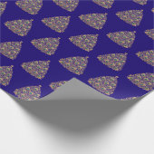 Golden Peacock Kerstboom Art Lapis Blauw Cadeaupapier (Hoek)