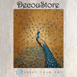 Golden Peacock – Klimt-geïnspireerde decoupage Tissuepapier