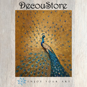 Golden Peacock – Klimt-geïnspireerde decoupage Tissuepapier