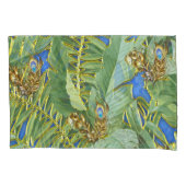 Golden Peacock Leaves on Cerulean Blue Kussensloop (Voorkant)