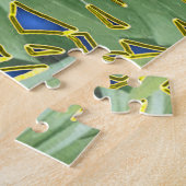 Golden Peacock Leaves on Cerulean Blue Legpuzzel (Zijkant)