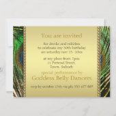 Golden Peacock Love Birthday Party Invitation Kaart (Achterkant)