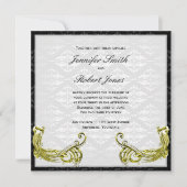 Golden Peacock over de uitnodiging voor het huweli (Voorkant)