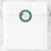 Golden Peacock & Swirls - Bruiloft Sticker of Seal (Tas)