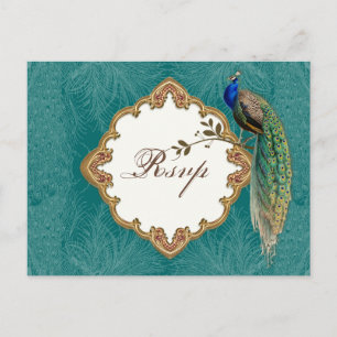 Golden Peacock & Swirls - RSVP Response Briefkaart