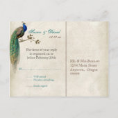 Golden Peacock & Swirls - RSVP Response Briefkaart (Achterkant)