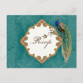 Golden Peacock & Swirls - RSVP Response Briefkaart (Voorkant)