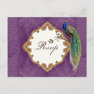 Golden Peacock & Swirls - RSVP Response Briefkaart