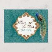 Golden Peacock & Swirls - sparen het Briefkaart va (Voorkant)