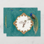 Golden Peacock & Swirls - Tafelnummer Kaarten (Voorkant / Achterkant)