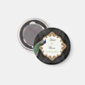 Golden Peacock & Swirls - Weddenschap sparen de Da Magneet (Voorkant / Achterkant)