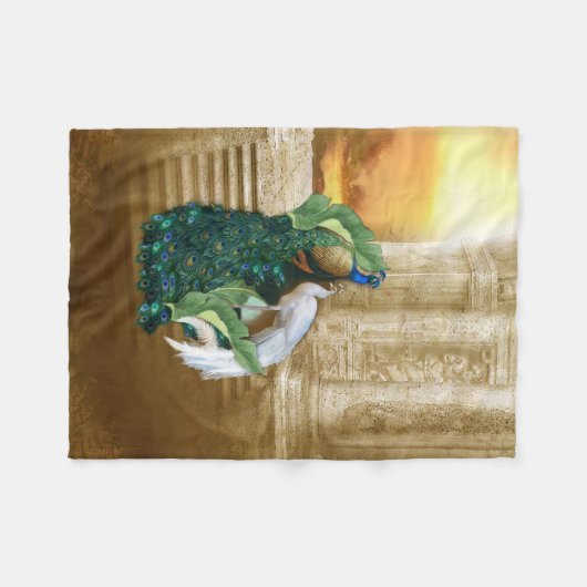 Golden Peacock Temple Dreams All-Over-Print Tank T Fleece Deken (Voorkant (Horizontaal))