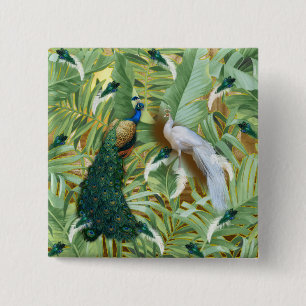 Golden Peacock Temple Dreams Collectie Vierkante Button 5,1 Cm