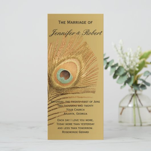 Golden Peacock Trouwprogramma Programmakaart (Staand voorkant)