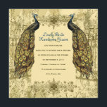 Golden Peacock -  uitnodiging tot weddenschap<br><div class="desc">Deze mooie  huwelijksuitnodiging is voorzien van getande wandelpapier en prachtige  pauzes in goud en blauw. Oude Wereld charme.</div>