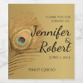 Golden Peacock Wijnlabel Wijn Etiket (Enkel label)