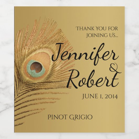 Golden Peacock Wijnlabel Wijn Etiket (Enkel label)