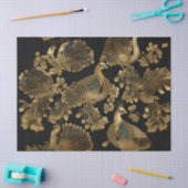 Golden Peacocks op zwart Tissuepapier (Craft)