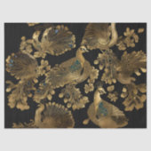 Golden Peacocks op zwart Tissuepapier (Voorkant)