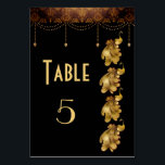 Golden Peacocks, oude Egyptische deco-bruiloft Kaart<br><div class="desc">Dit stijlvolle bruiloft tafel nummer kaart ontwerp heeft prachtige gouden pauwen,  een oude Egyptische grens en goud hangende decoraties op een zwarte achtergrond. Enkele afbeeldingen van Origins Digital Curio op www.etsy.com/shop/OriginsDigitalCurio.</div>