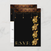 Golden Peacocks, oude Egyptische deco-bruiloft RSVP Kaartje (Voorkant / Achterkant)
