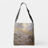 Golden Peaks en Pine Trees: Japans bergland Crossbody Tas (Achterkant)