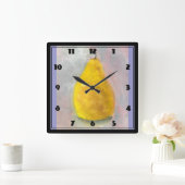 Golden Pear still Life Waterverf Vierkante Klok (Huis)