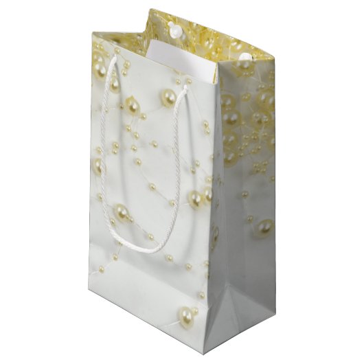 Golden Pearls Gift Bag Klein Cadeauzakje (Voorkant Gekanteld)