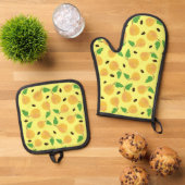 Golden Pears Collection Yellow Bright Ovenwant & Pannenlap Set (Top down)
