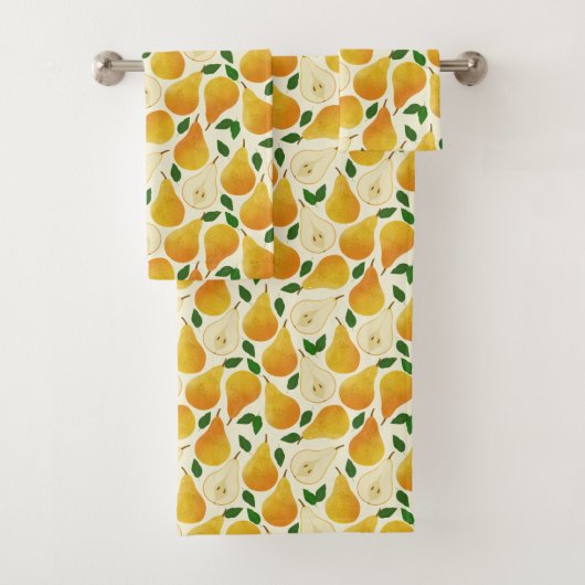 Golden Pears Pattern Bad Handdoek (Insitu)