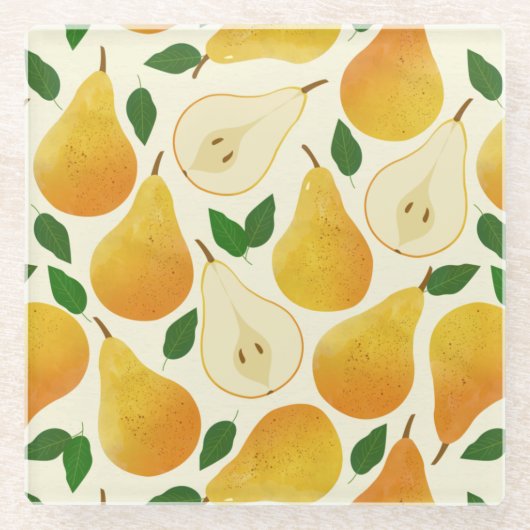 Golden Pears Pattern Glazen Onderzetter (Voorkant)