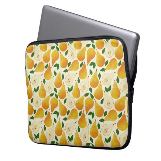 Golden Pears Pattern Laptop Sleeve (Voorkant Links)